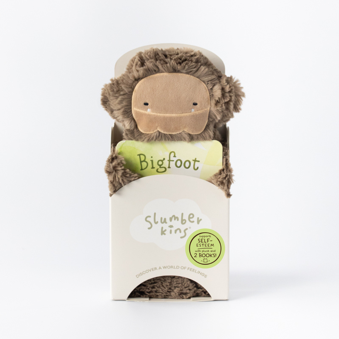 Slumberkins Inc. - Vente Peluche – enfant et bébé - Ensemble de doudous en peluche Bigfoot's Self Esteem, avec 2 livres !1