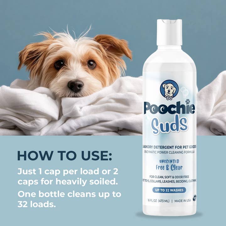 Poochie-Pets - Wholesale Pet Cleaning Supplies - Poochie Suds Pet Goods Laundry Detergent, Made in USA, 16oz5