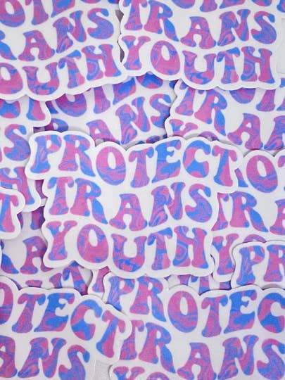 Protect Trans Youth Sticker for wholesale by SkylinnRaeCo