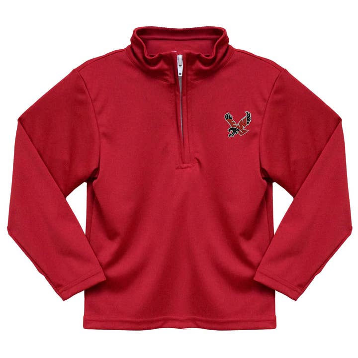 Eastern Washington University Eagles EWU Embroidered Red Solid Quarter Zip Pullover for wholesale by Vive La Fete