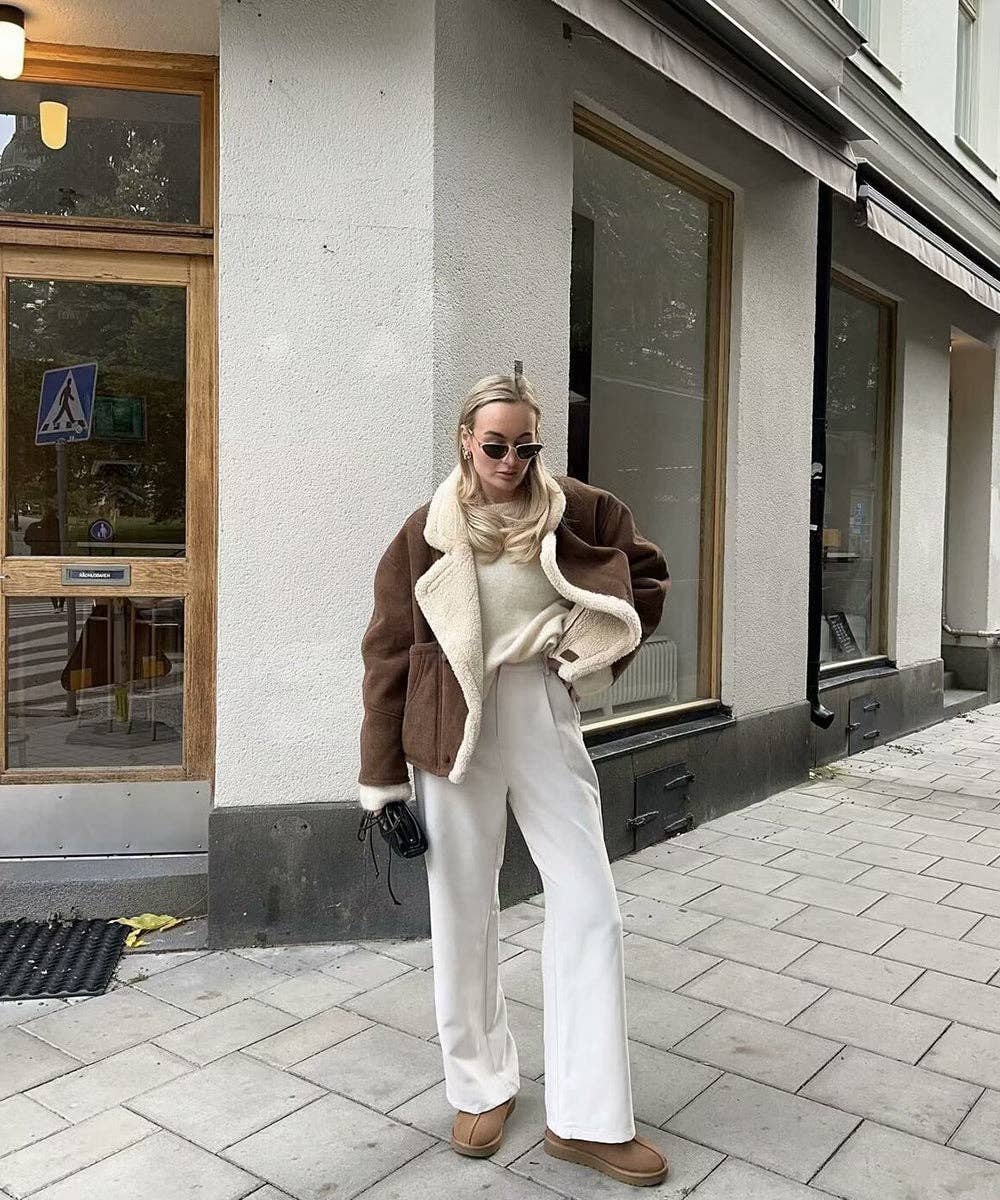 Aria Romance - Wholesale Bont/kunstbontjas - Dames - Retro lamsleren trenchcoat0