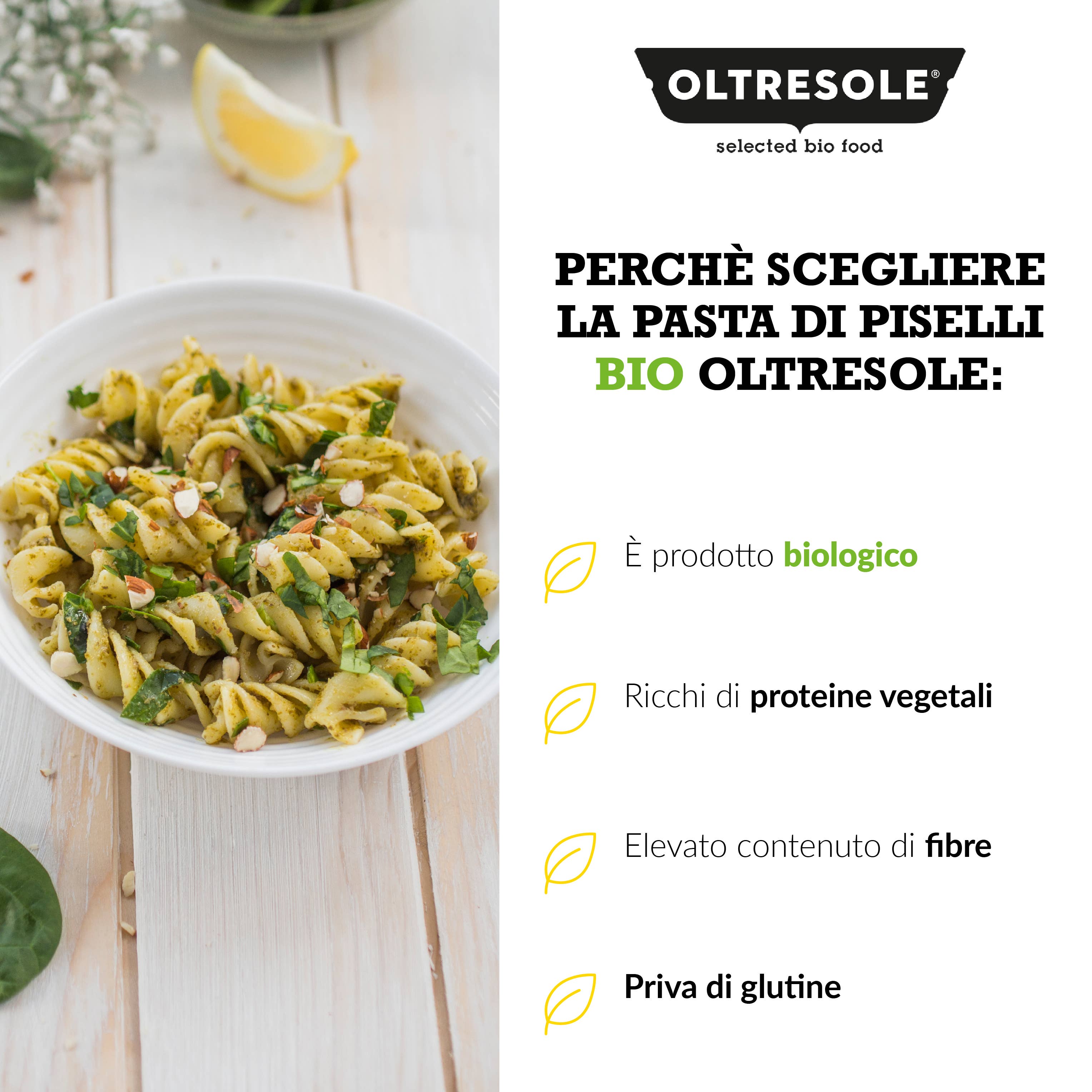 Oltresole - Wholesale Pasta - ORGANIC PEA PASTA FUSILLI 350 g6