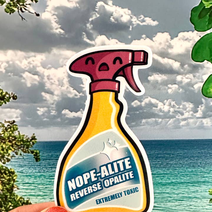 Nope-Alite Opalite Spray Bottle Sticker for wholesale by Fishbiscuit Designs