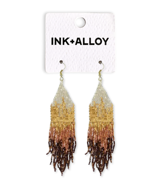INK + ALLOY - Wholesale Tassel Earrings - Claire Ombre Beaded Fringe Earrings Mixed Metallic Wholesale2