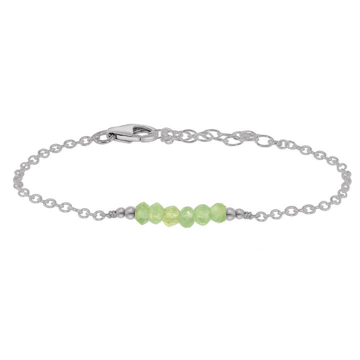 Sparkling Green Prehnite Gemstone Faceted Bead Bar Bracelet for wholesale by Luna Tide