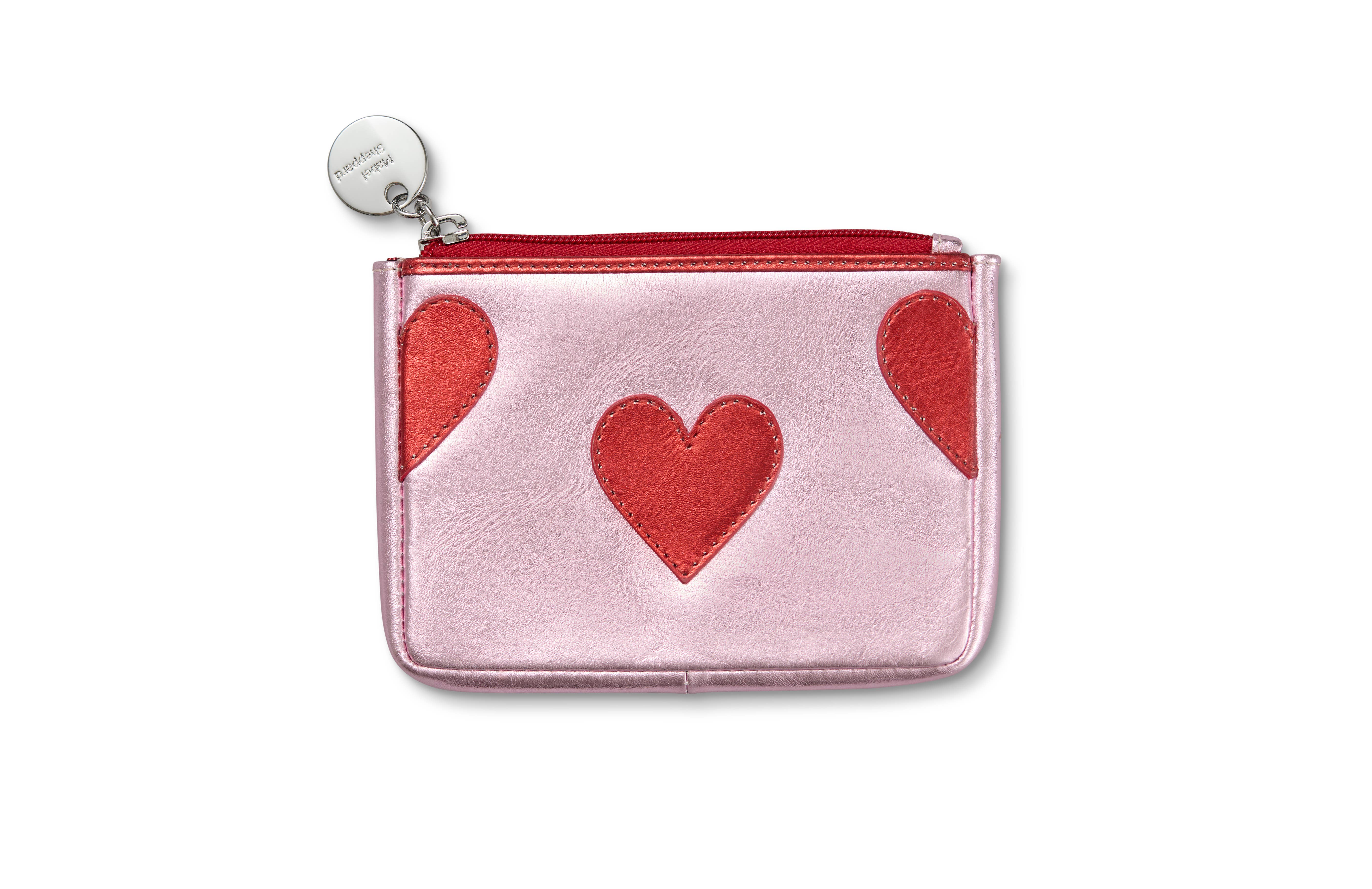 Mabel Sheppard - Wholesale Coin purse – Women’s - Metallic Pink Leather Heart Purse
