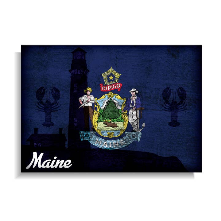 Magnet: Maine Themed State Flag for wholesale by BetterMagnets.com by Design Studio 88 Inc