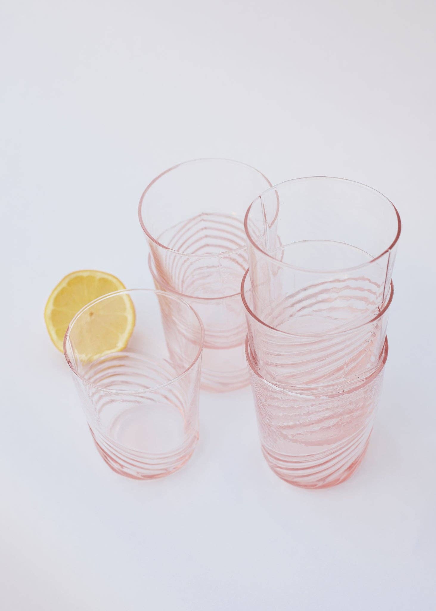 Jore Copenhagen - Vente Verre/tasse - Verres à eau en verre tourbillonnant rose, lot de 61