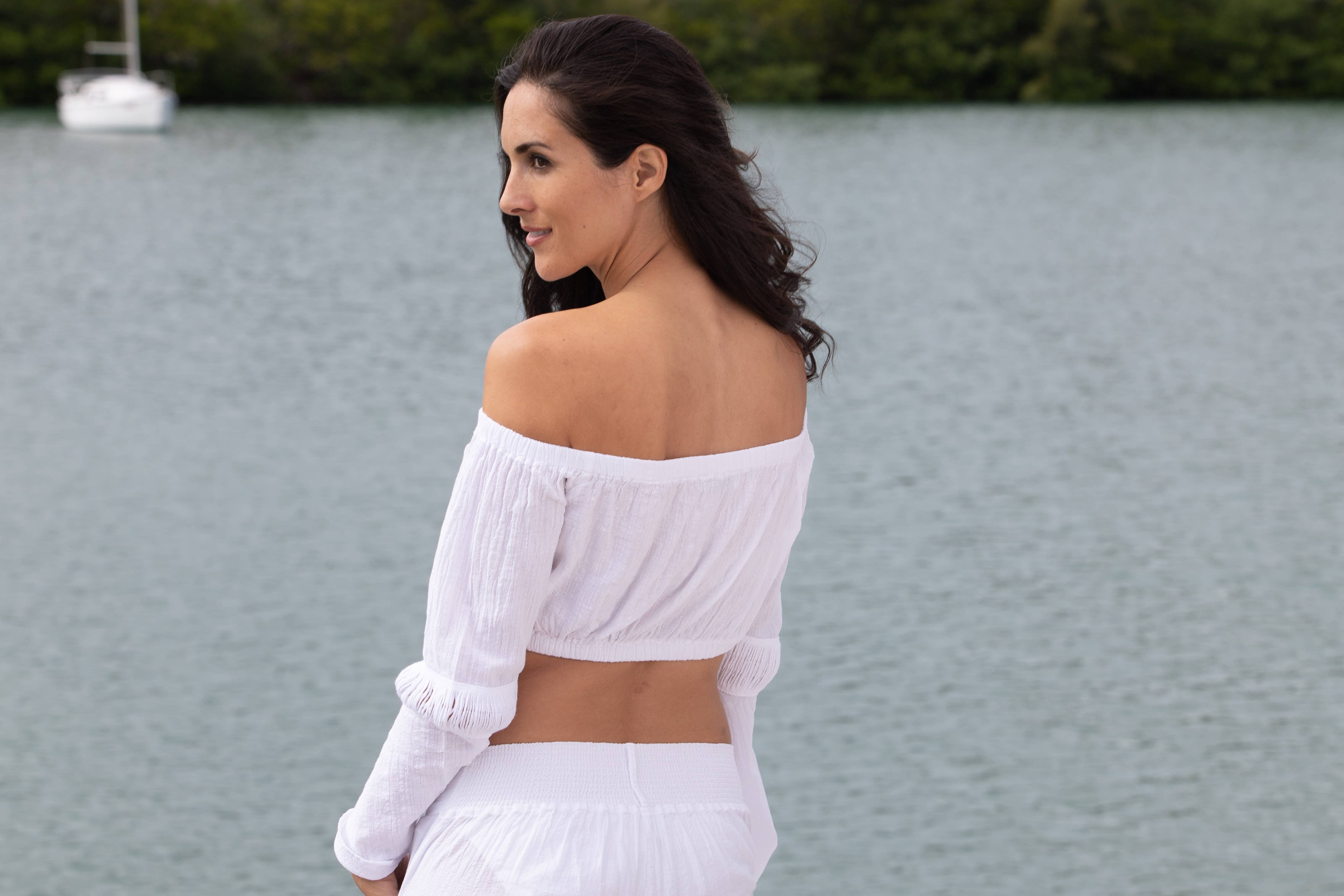 Cotton Natural - Wholesale Blouse - Women's - Flare Off-Shoulder Top1