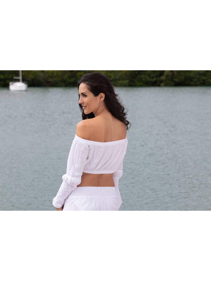 Cotton Natural - Wholesale Blouse - Women's - Flare Off-Shoulder Top1