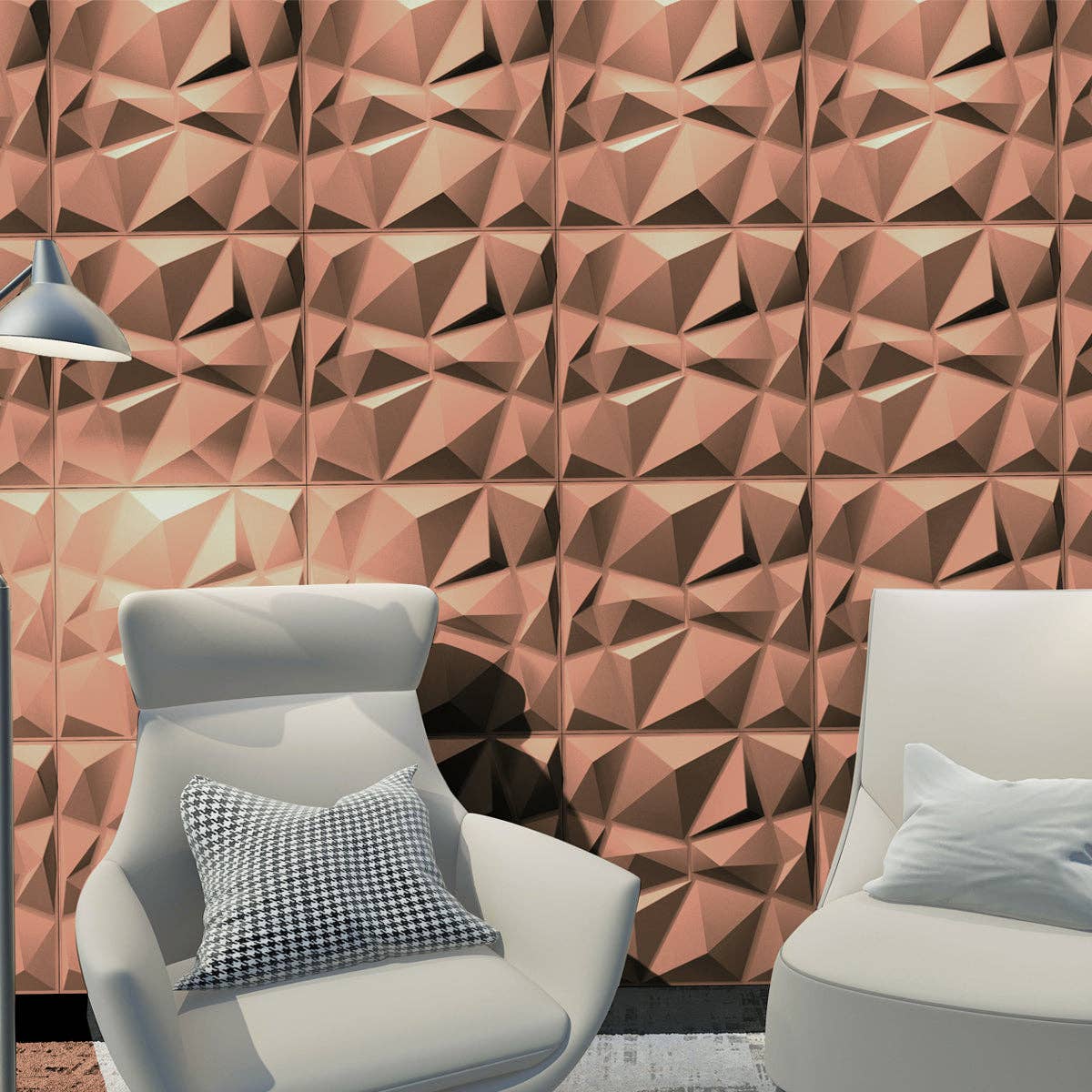 ENER-J - Vente Panneaux décoratifs - Pack de 4 panneaux muraux 3D en PVC avec design diamant facetté2