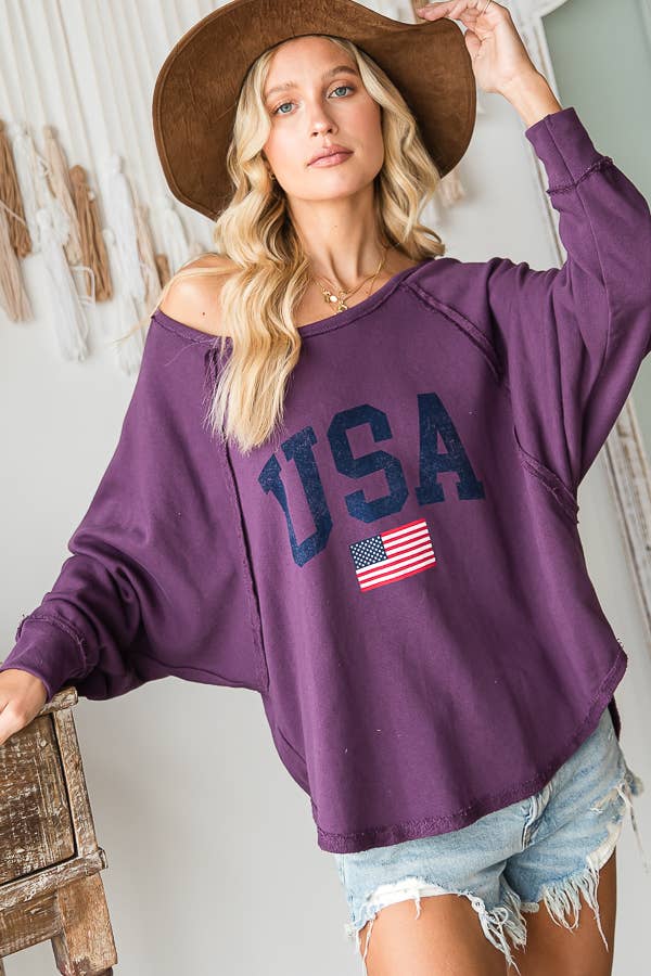 PURPLE T1139-1B Graphic Semi- Crop Top, Gameday for wholesale on Faire1