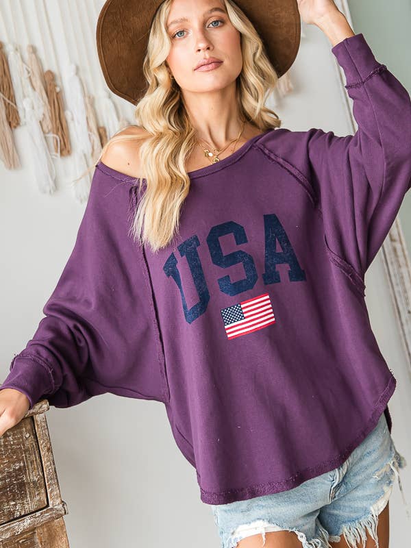 PURPLE T1139-1B Graphic Semi- Crop Top, Gameday for wholesale on Faire1