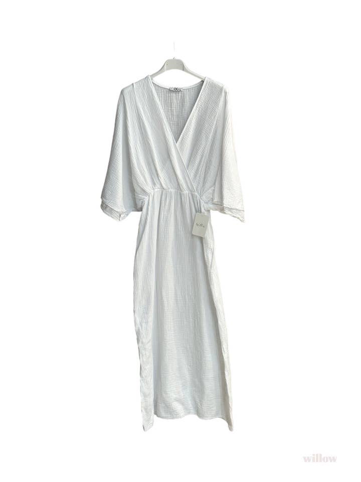 MOONSUN - Wholesale Dress - Women's - Empire cotton gauze double-breasted long dress #5142A