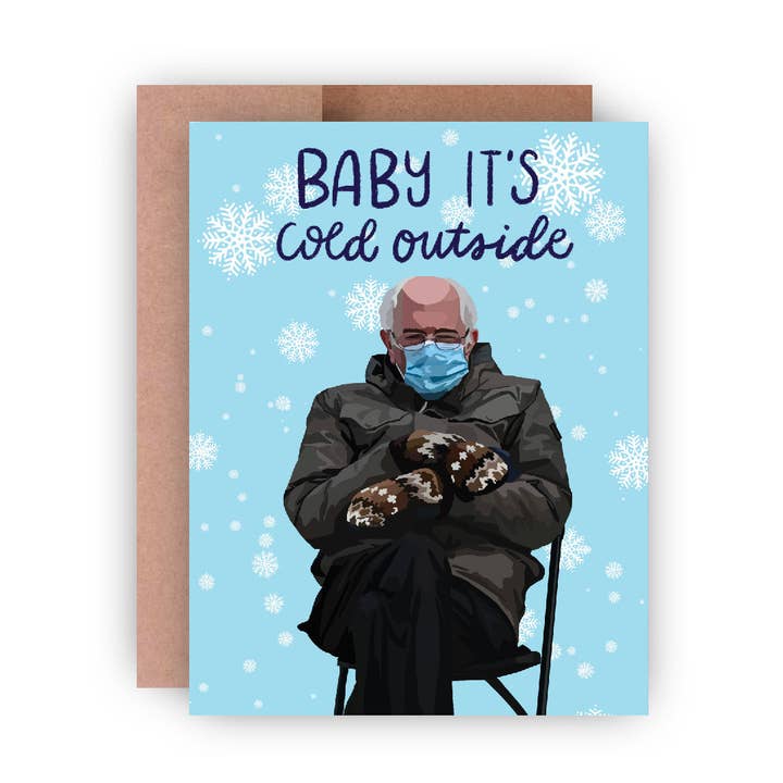 Tarjeta de felicitación de invierno de Bernie Sanders Baby It's Cold Outside para venta al por mayor de Paper Rings Press