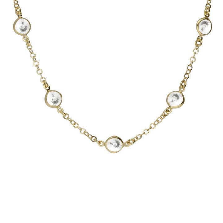 Korte ketting cirkel 7mm Lieve met witte kristal in zilver voor wholesale door Victoria Cruz