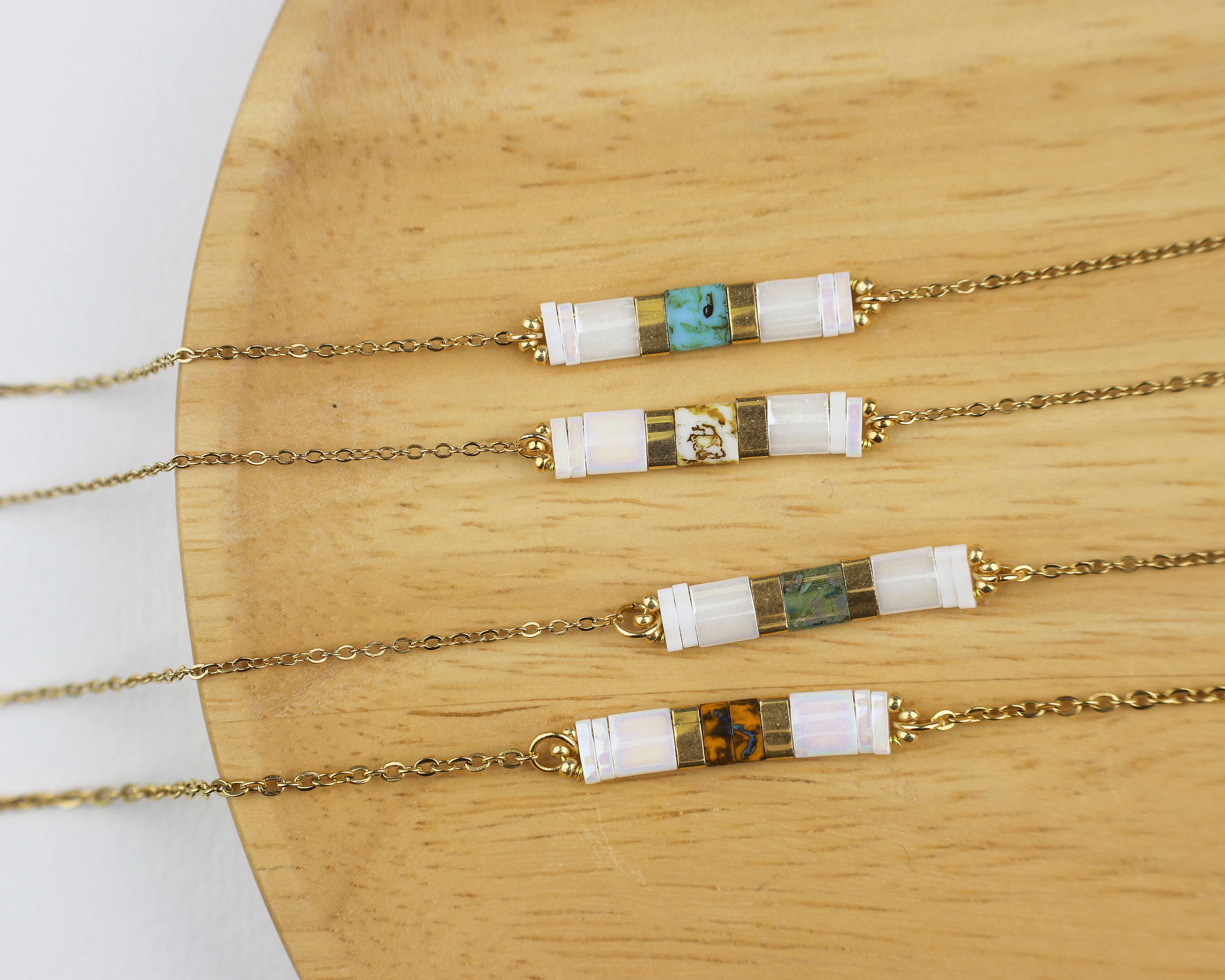 Minalis - Vendita all'ingrosso Bracciale con perline - Bracciale colorato con perline Miyuki giapponesi in acciaio inox dorato6