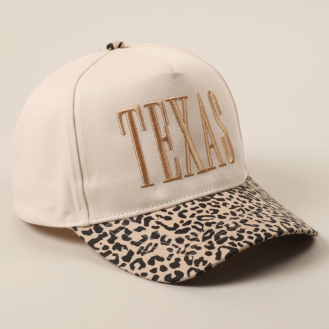 Fashion City - Wholesale Trucker Hat - Unisex - TEXAS Embroidery Leopard Two-Tone Trucker Hat1