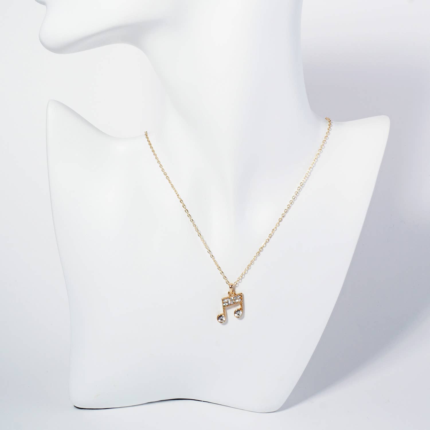 Sensibling Corp. - Wholesale Pendant/charm necklace - Rhinestone Embellished Metal Music Notes Pendant Necklace
3