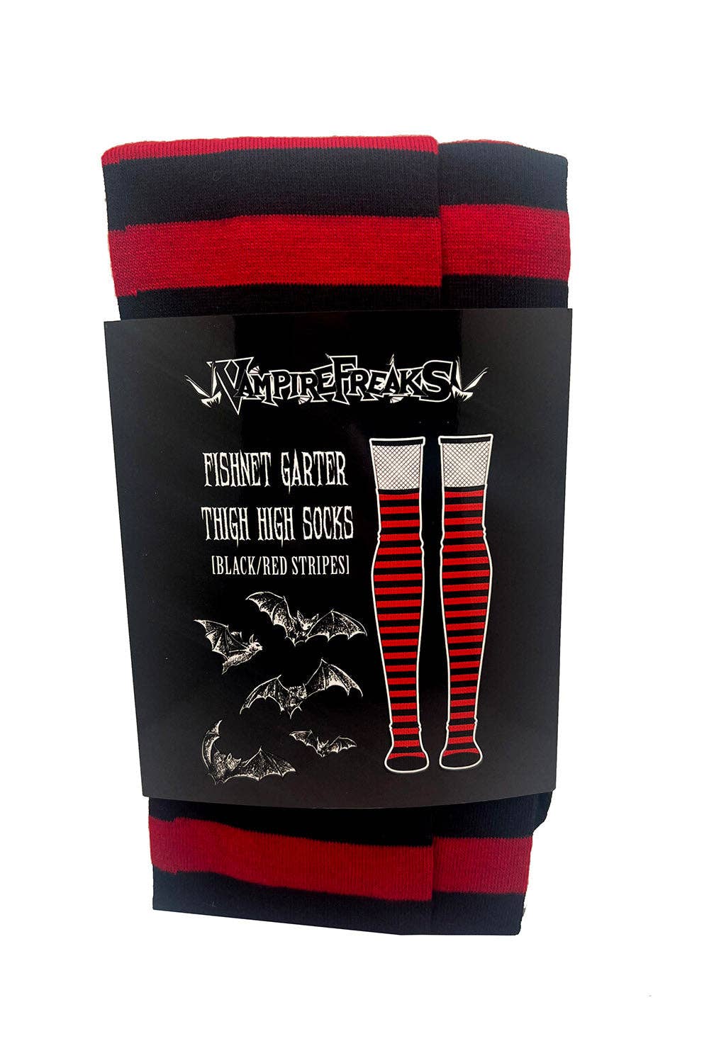 vampirefreaks - Wholesale Socks - Women's - Fishnet Garter Thigh High Socks [Black/Red]2