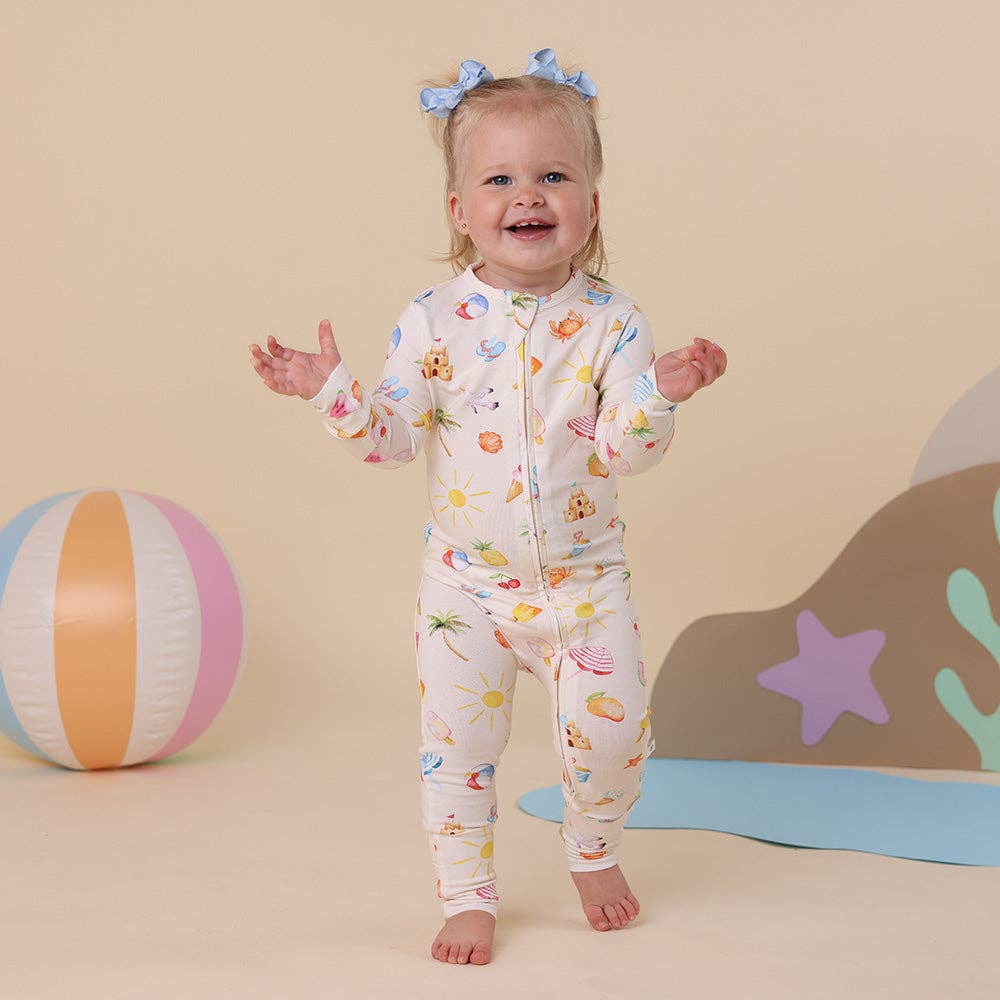 Snuggle Hunny - Wholesale Jumpsuit – Baby - Beach Fun Organic Snugglesuit Convertible Romper0