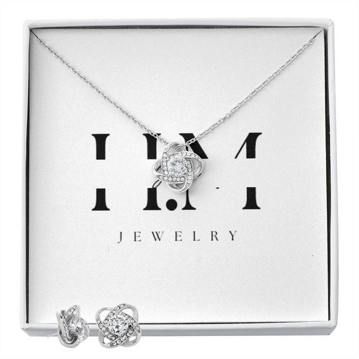 Set de pendientes y collar Love Knot para venta al por mayor de HM Gems Jewelry