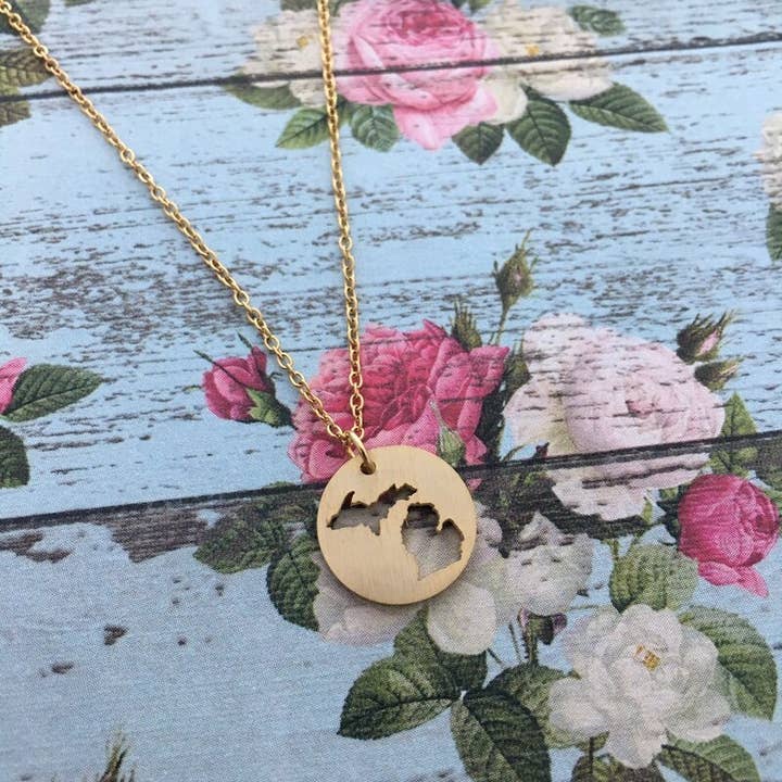 My Captured Journey - Wholesale Pendant/Charm Necklace - Michigan Cutout Necklace