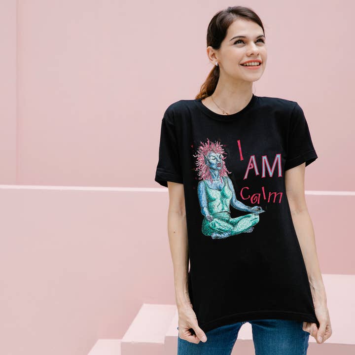 Hannah Kate Makes - Wholesale T-Shirt (Graphic) - Unisex - I AM Calm! T-shirt - Black - 100% Cotton - Regular/Fitted3