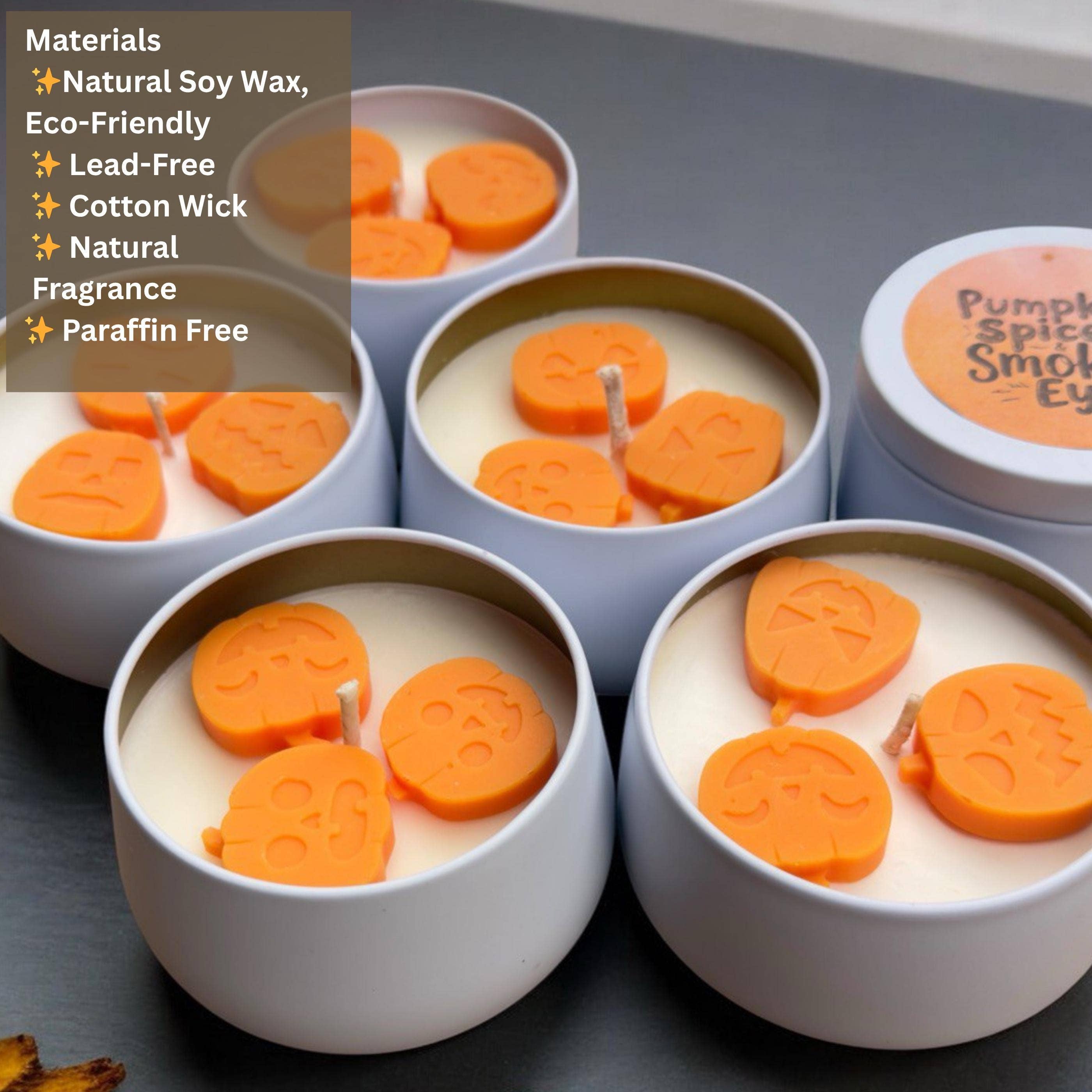 Karly’s Candles – Engroshandel Rejsestearinlys – Halloween Græskar Sojavokslys i 4oz Dåsekrukke1