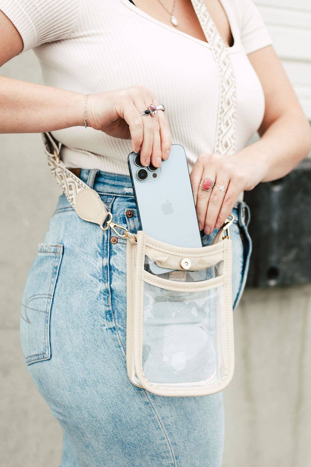 modern and chic - Wholesale Crossbody Bag - Women's - Logan Clear Crossbody Stadium Concert Bag8