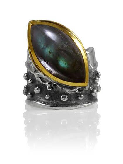 Tel Aviv Crowned Jewel Ring Labradorite for wholesale by Sikara & Co.