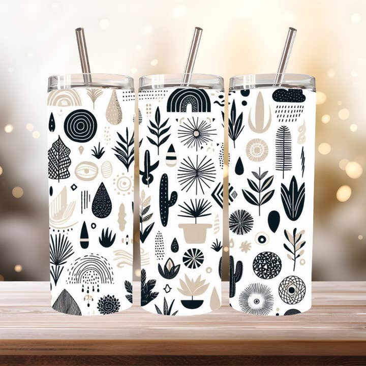 Boho Neutral Tumbler, 20 oz. Stainless Steel for wholesale by Stencil Art Canada