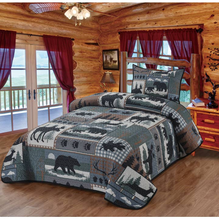 De Leon Collections - Wholesale Bedding Set - Woodland Forest Patchwork Plaid Decorative Quilt Bedding Set