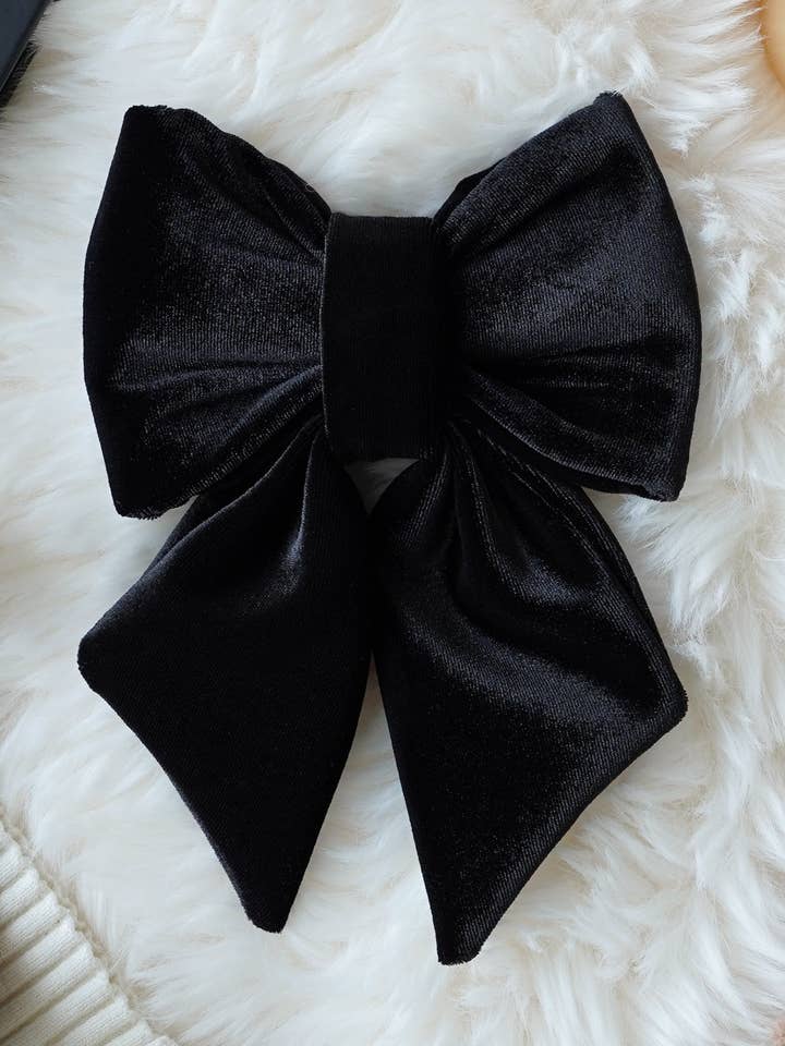 Dog Bow | Velvet Dog Bow | Wedding | Christmas | Black for wholesale by Duke's Dog Co.