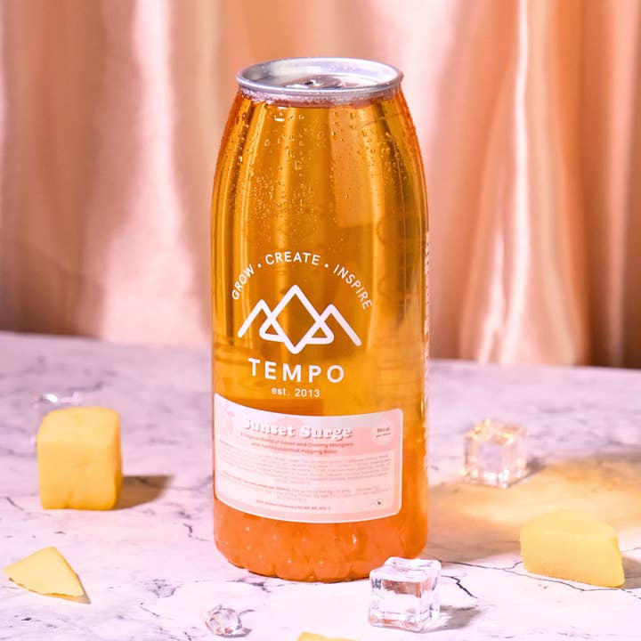 Mango Bubble Tea With Passionfruit Popping Boba for wholesale by Tempo Tea Bar