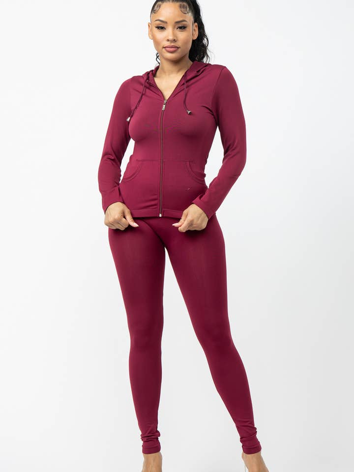 Julia by LoveJ - Wholesale Top & pants set (NOT Loungewear) – Women's - Seamless Zip Up Hoodie Jacket And Leggings Set20
