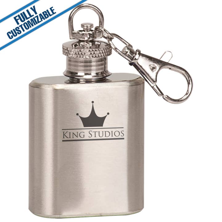 GiftWorksPlus - Wholesale Flask - 1Oz. Engraved Flask Keychain Fully Customizable