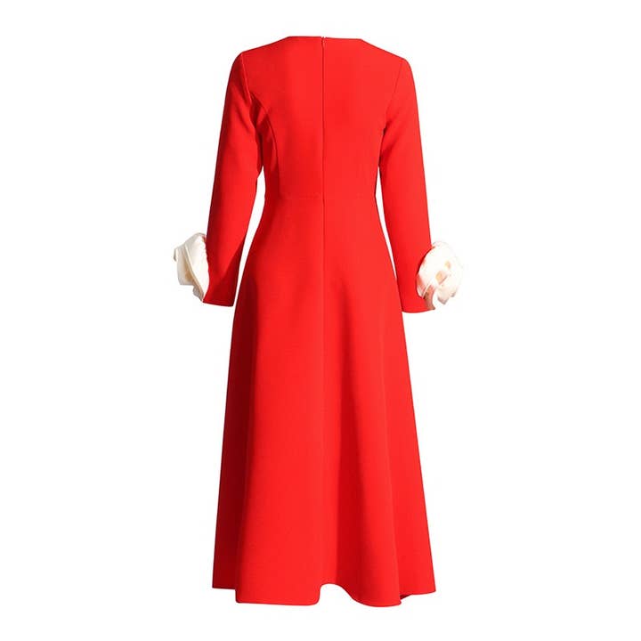 Red SY037 Elegant Floral Midi Skirt for wholesale on Faire1