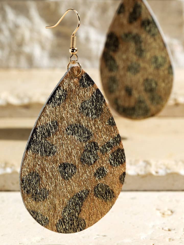 Genuine Leather Animal Print Earrings for wholesale by Urbanista Outlet