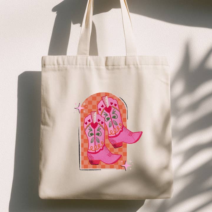 HOWDY COWGIRL BOOTS TOTE BAG for wholesale by Jolly Joven