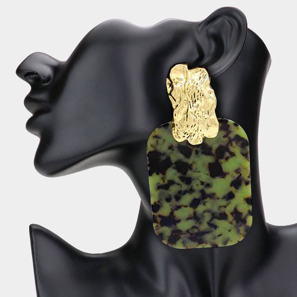 Sensibling Corp. - Wholesale Dangle Earrings - Oversized Patterned Celluloid Acetate Plate Accent Doorknocker Earrings17