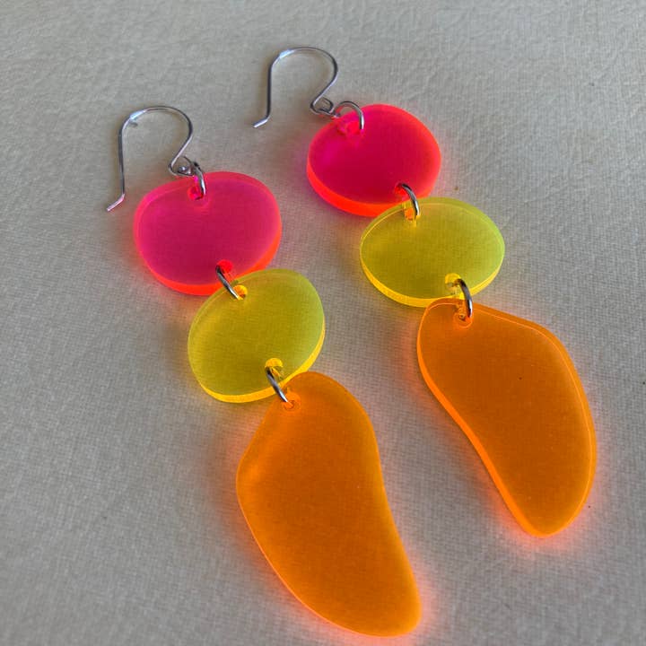 The Lost & Found - Wholesale Dangle Earrings - Triple Drop Earrings "Rainbow Irridescent"12