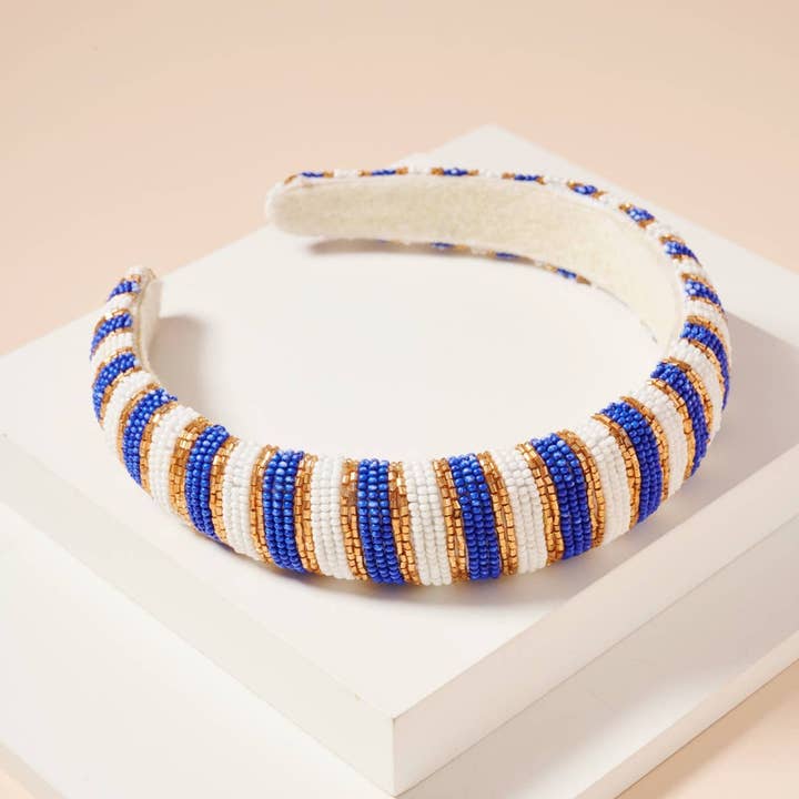 Frem - Wholesale Fashion Headband - Women's - Game Day Color Block Seed Bead Headband1