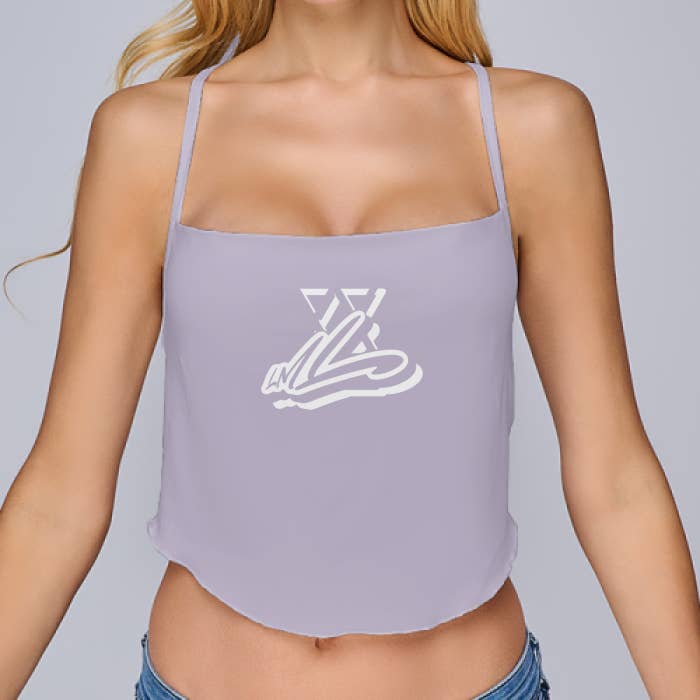 Top Cami feminino com bainha curva com estampa total por atacado de LML Clothing by Halfwait