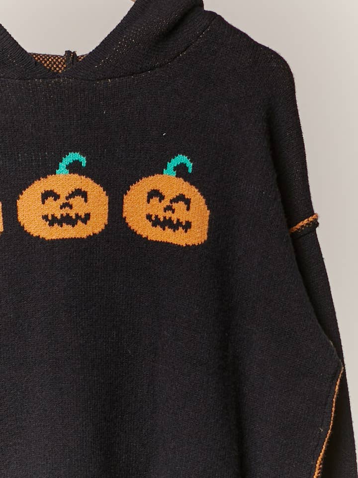 Noir Pull d'Halloween à capuche avec broderie Jaco O en vente sur Faire8