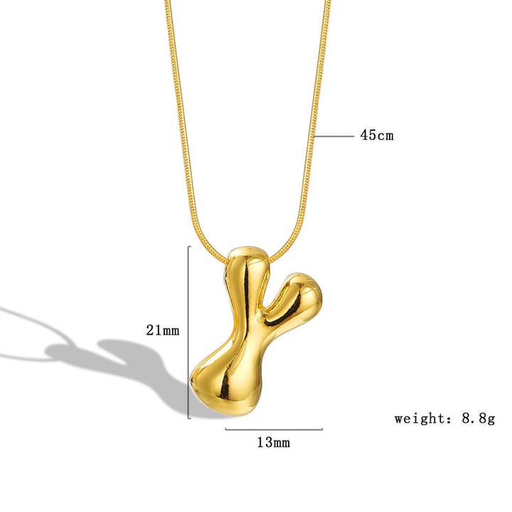 The Classy Cloth WS - Wholesale Pendant/Charm Necklace - Bubble Letter Initial Necklace - Gold RTS22