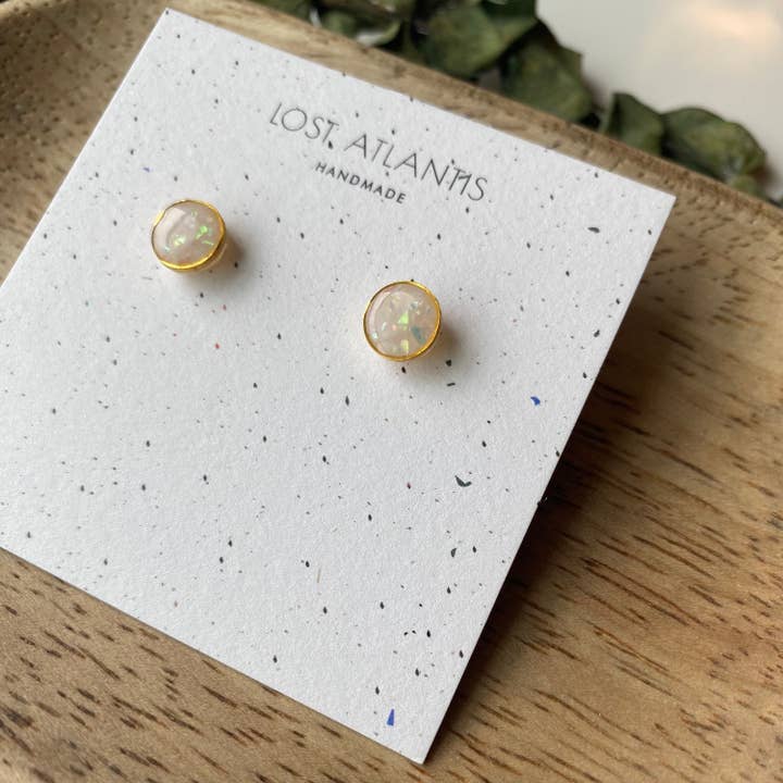 Mini Clay Opal Stud Earrings - Clay Stud Earrings - Mini Stu for wholesale by Lost Atlantis
