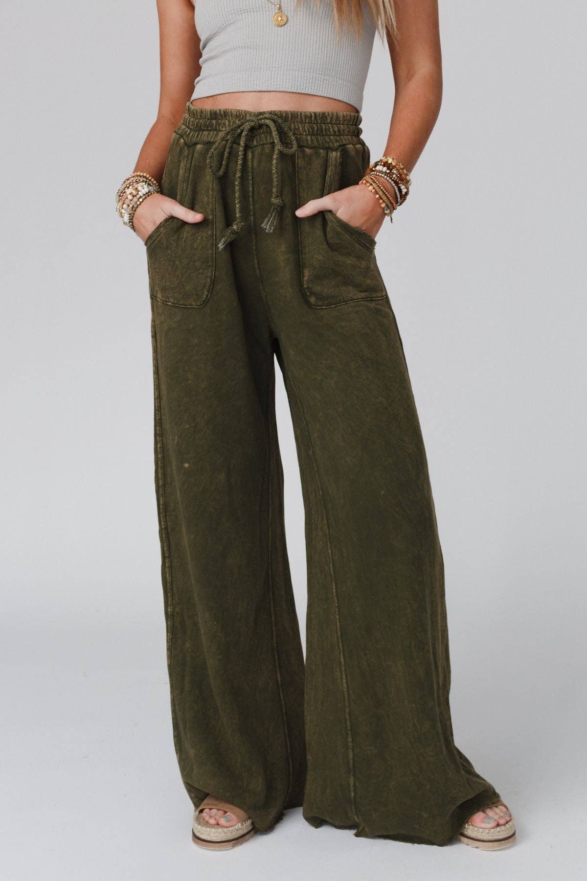 Three Bird Nest - Wholesale Pants - Women's - Relaxing Robin Wide Leg Pant - New Olive4