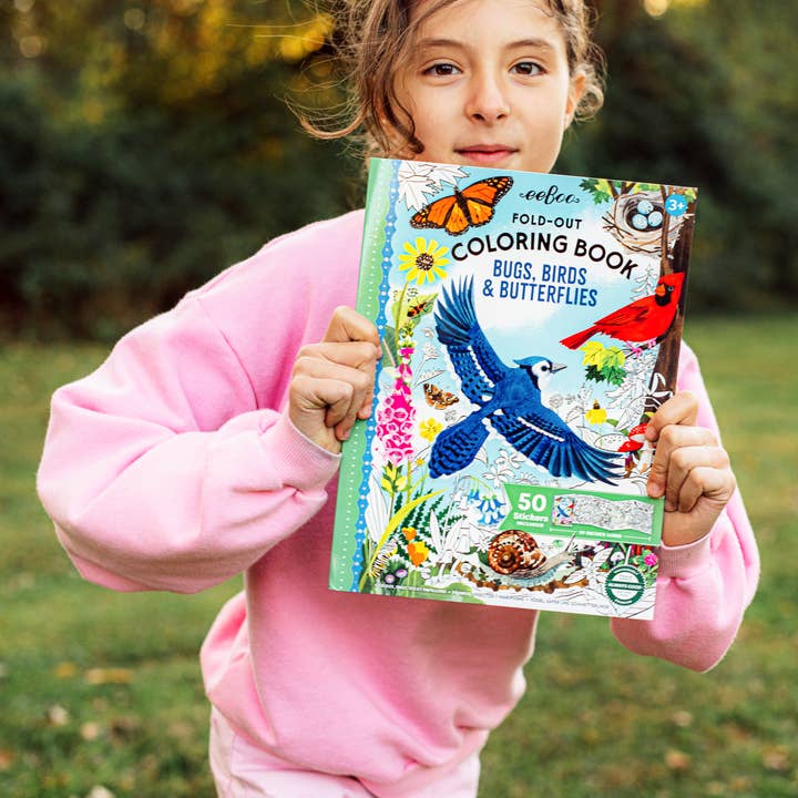 eeBoo - Wholesale Coloring Book - Kids & Baby - Bugs, Birds & Butterflies Fold-Out Coloring Book