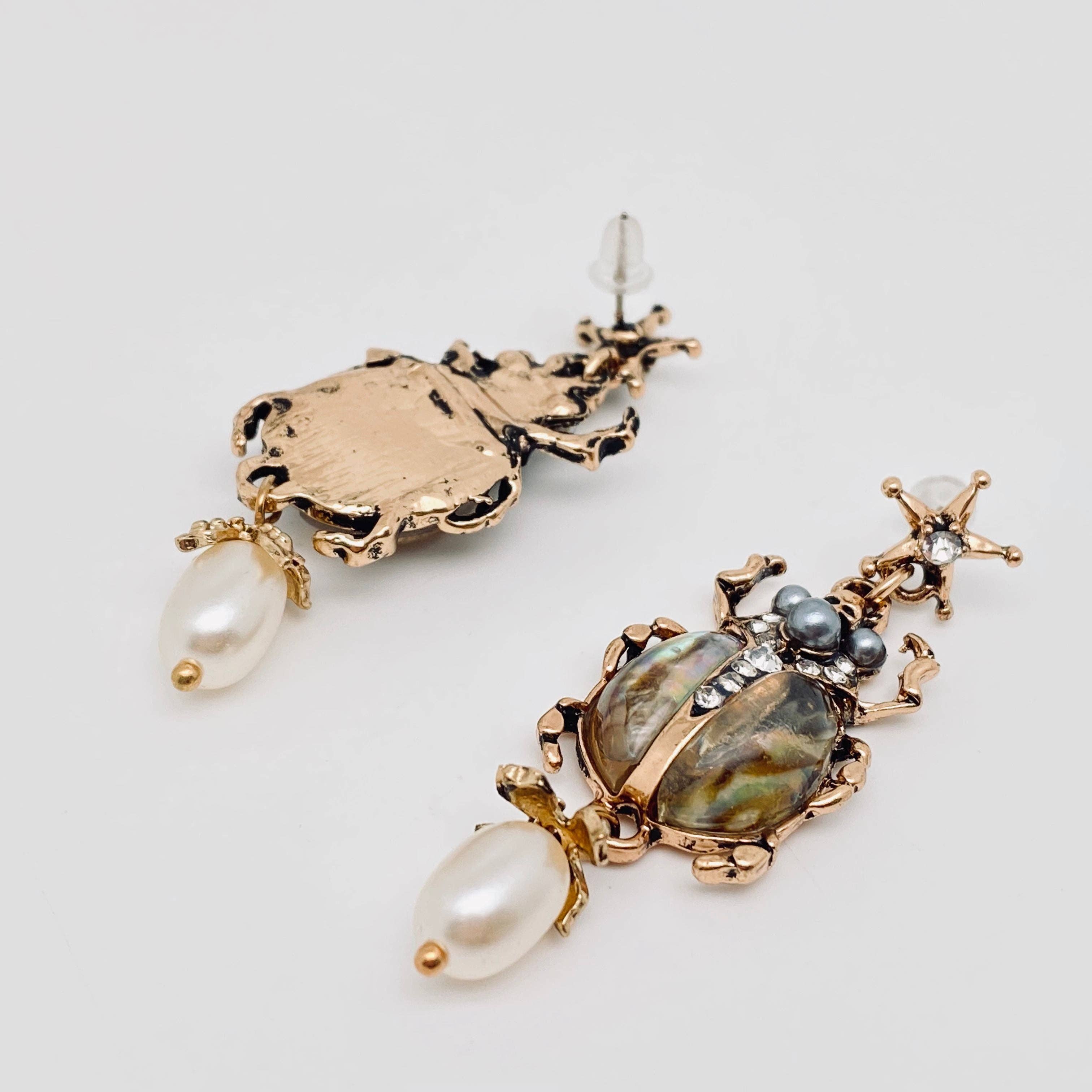 Vintage Insect Pearl Pendant Earrings for wholesale on Faire1